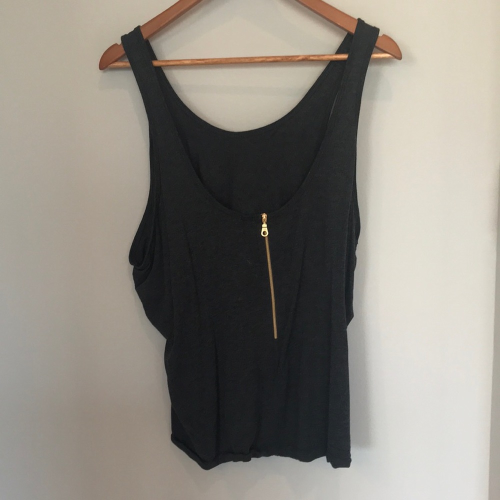 Karma Grey Zipper Back Work out tank